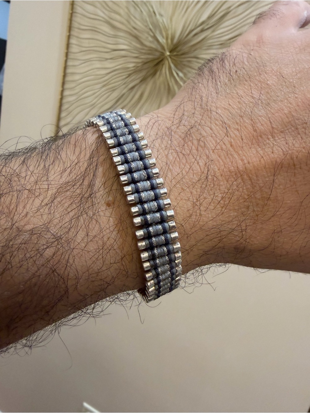 Links of London Friendship Bracelet 925 Sterling Silver Grey Black 22.2g